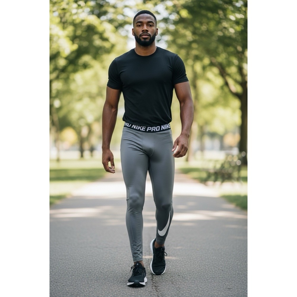 Nike Pro Dri-FIT‎ Gray Compression Tights Leggings Men's Large